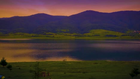 beautiful sunset at the lake and reflection time lapse