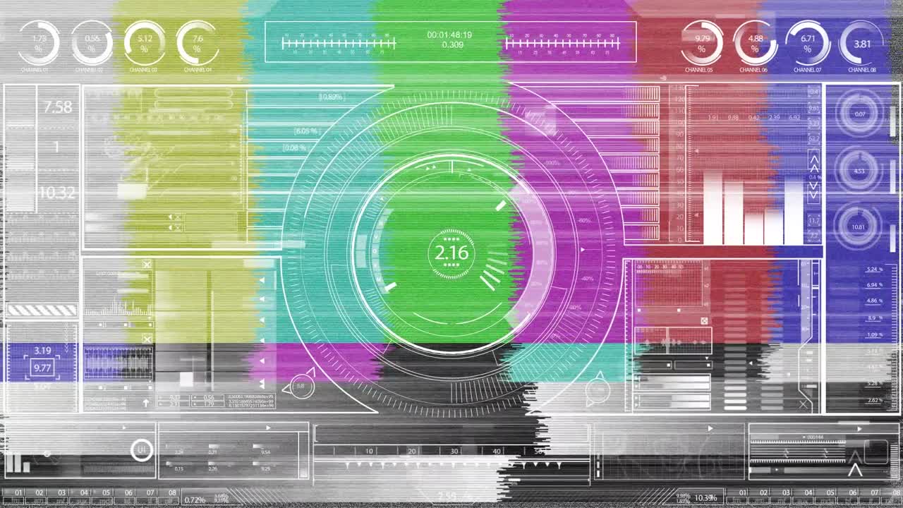 그래프 와 통계 자료 를 담은 텔레비전 화면