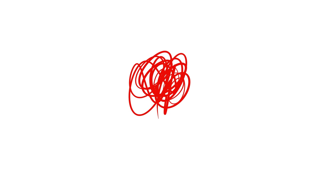 Animated Red Scribble Loop on White Background
