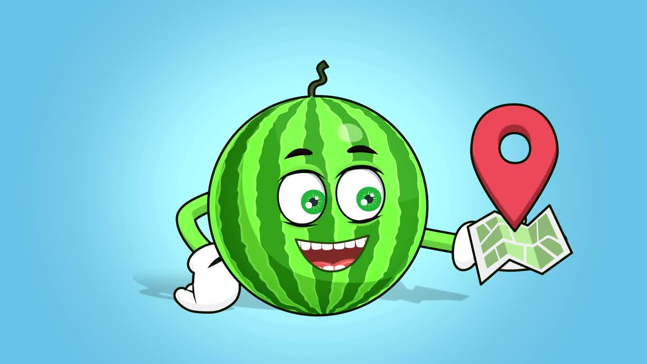 만화 수박 얼굴 애니메이션 알파 매트와 함께 이야기