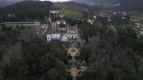 Aerial-View-of-Nossa-Senhora-dos-Remédios,-Lamego,-Viseu,-Portugal