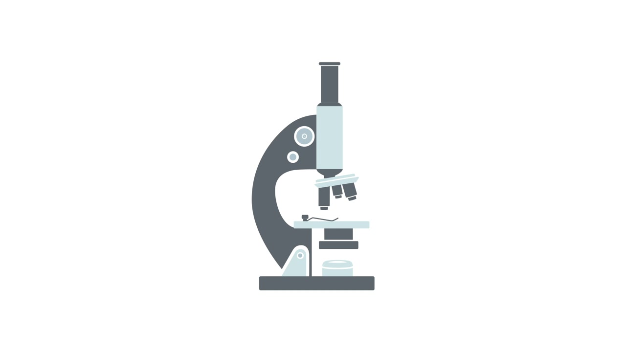 Flat Design Animation of a Microscope Assembling and Zooming Out