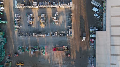 overhead drone aerial footage of industrial, commercial, yard