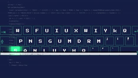 animation of keyboard with digital data processing over dark background