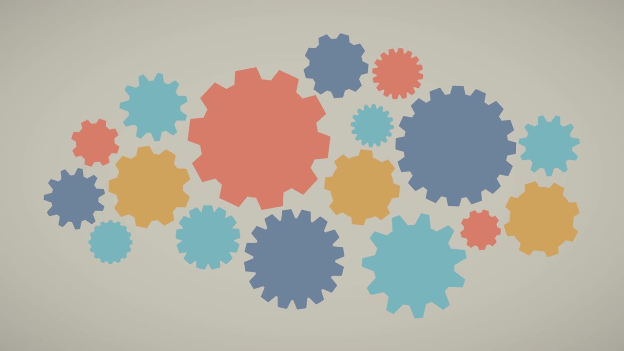 조직 메커니즘을 나타내는 회전 기어  조립 - 애니메이션