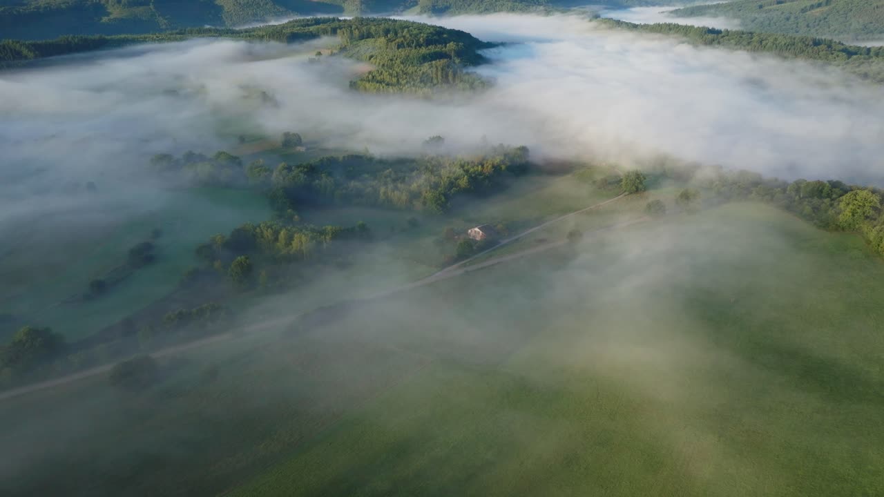 Foggy Landscape Aerial View