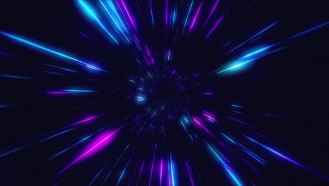 hyperspace tunnel with neon glowing lines