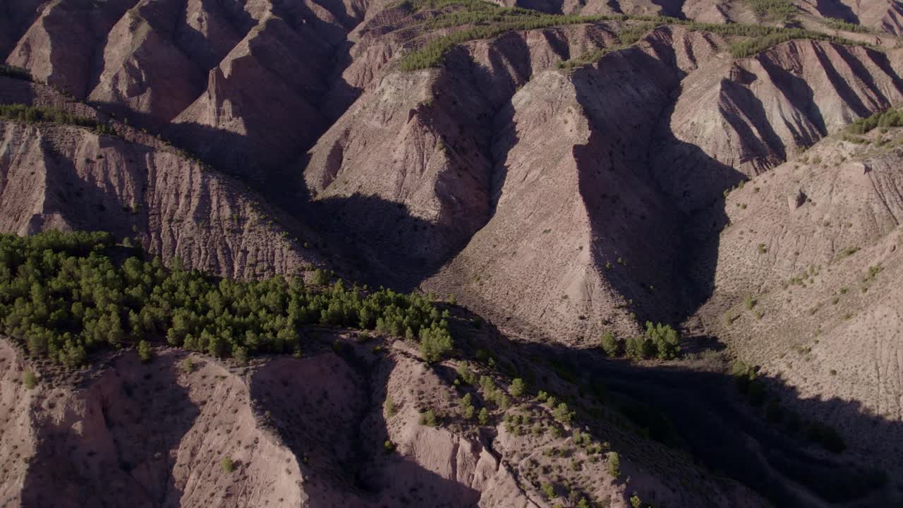 Desertification. Erosion. European Badlands. Aerial view. Ravines. Carcavas. Erosion, Gullies. Gorafe desert