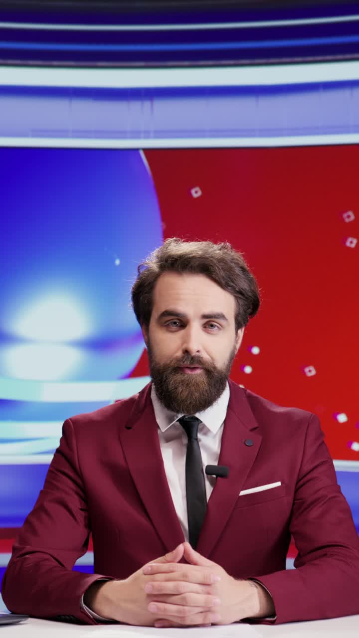 Vertical video News anchor presenting events live