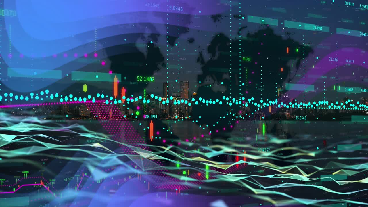 Animation of data processing over world map