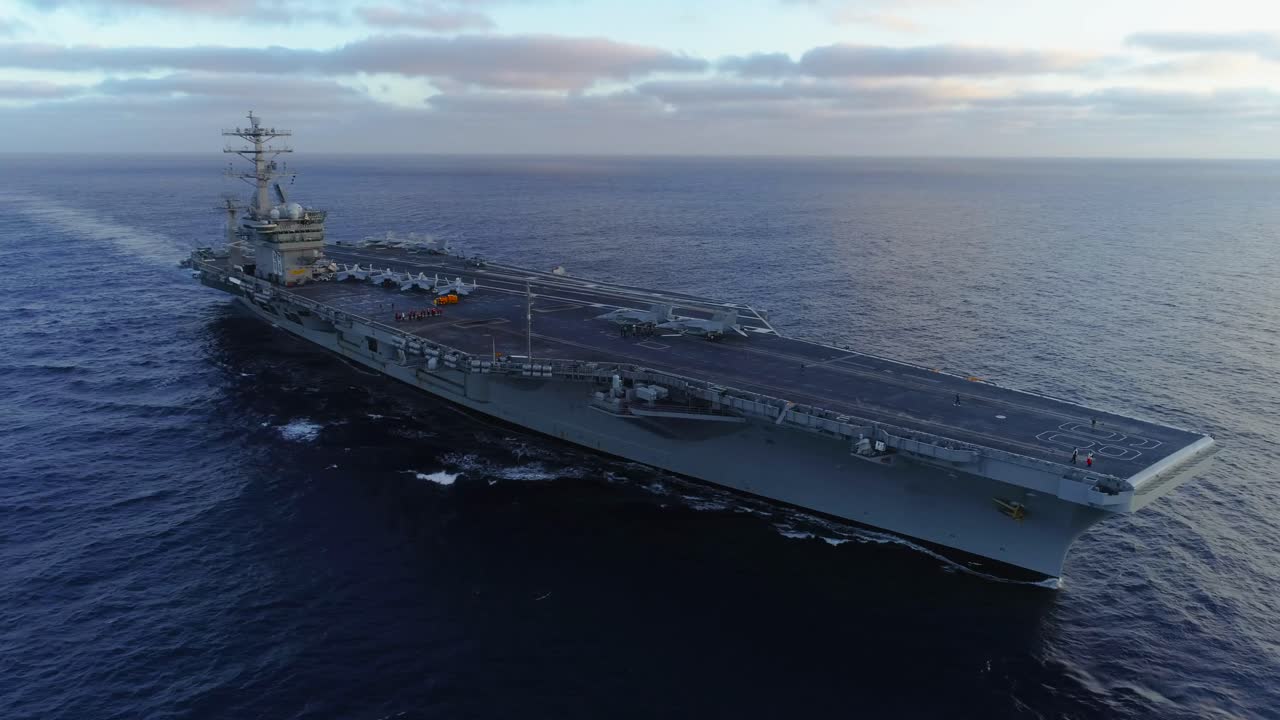Nimitz Aircraft Carrier cruising in the morning