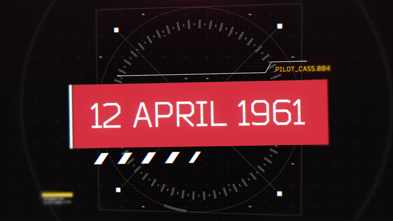 12 de abril de 1961 con círculos hud en pantalla digital