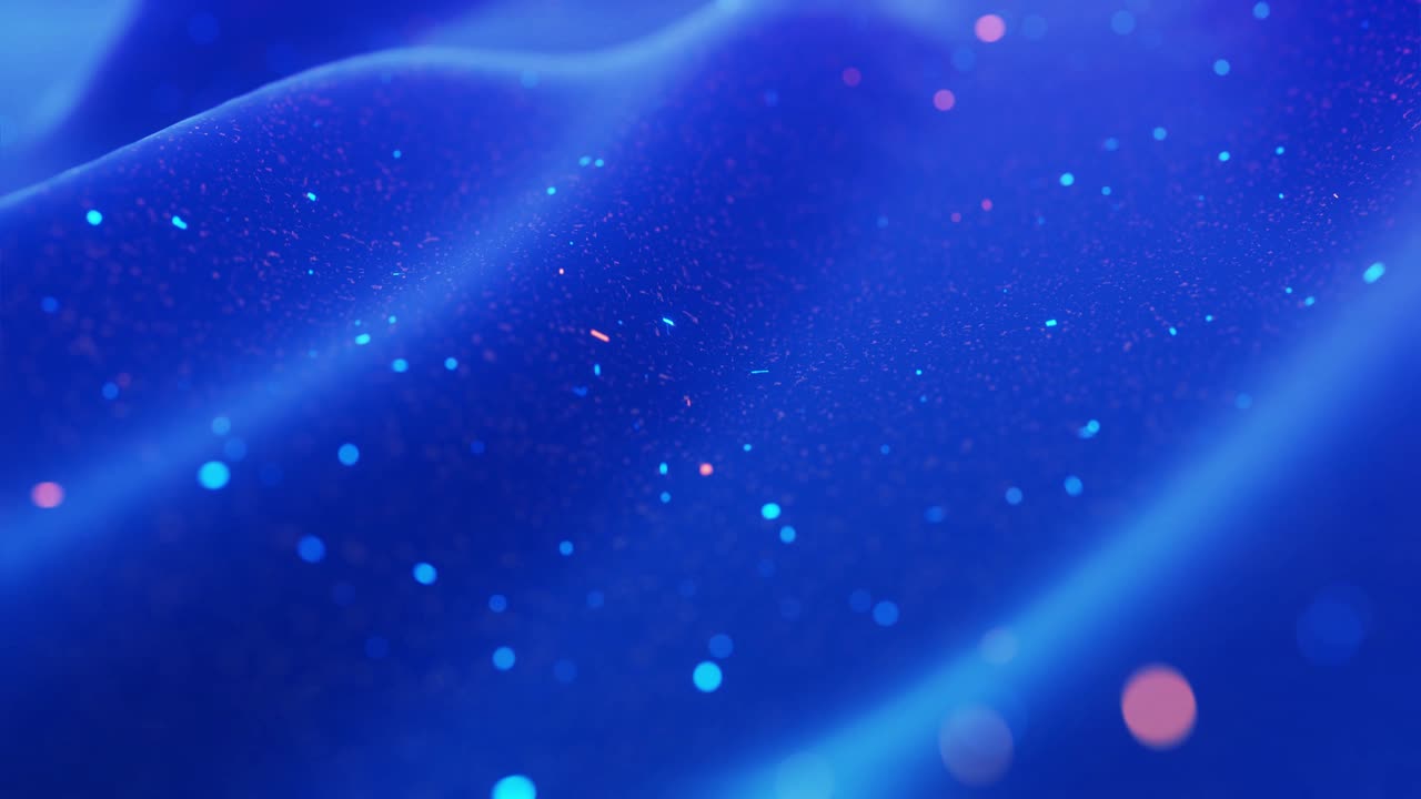 fantastical festive blue bg. Stylish abstract looped background, waves move on matt surface like landscape made of liquid blue wax with sparkles. Beautiful soft background with smooth animation 4k