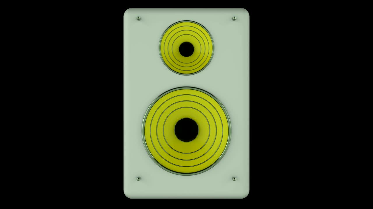 animación en 3d de un altavoz aislado. en bucle.