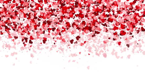 happy valentine's day animation card. falling small red hearts. flickering particles of festive romantic confetti. copy space. looped motion graphics.