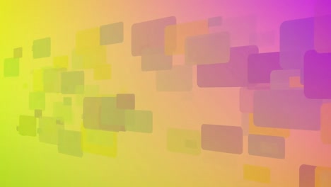 Animation-of-pink-to-yellow-gradient-with-squares-in-background