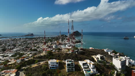 aerial view away from radio towers on the icebox hill, in sunny mazatlan, mexico