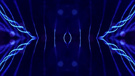 4k looped sci-fi 3d animación abstracta. las partículas azules brillantes forman líneas, estructuras simétricas como en el microworld o el espacio cósmico. para presentaciones de vacaciones, ceremonias como diseño de movimiento de bucle vj