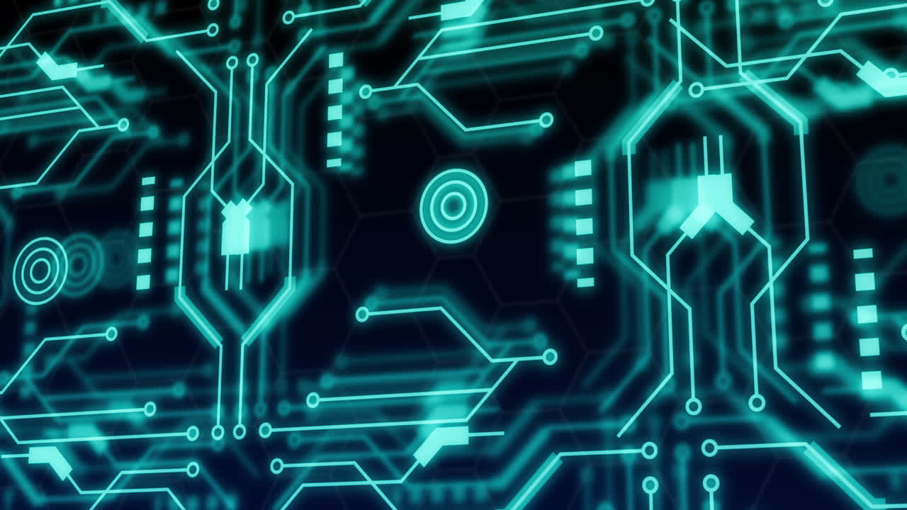 animación de formas que se mueven sobre una red de conexiones