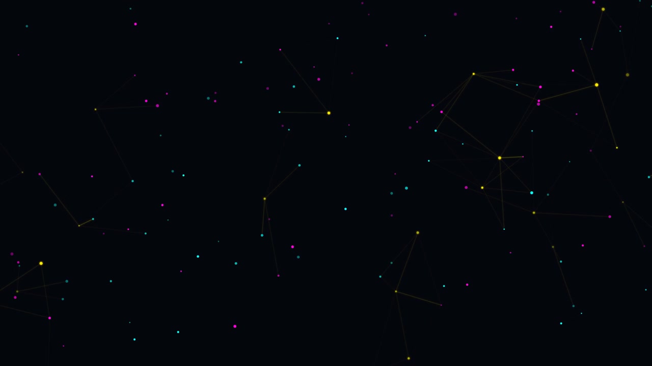 Abstract Digital Network Connection with Floating Colorful Particles