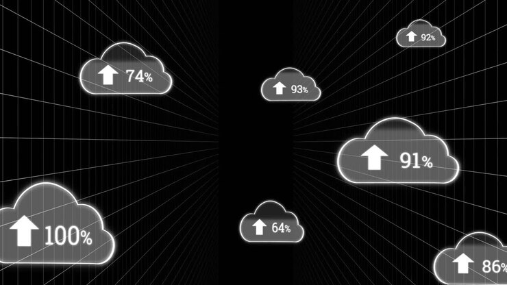 Animation of clouds with growing number over black background