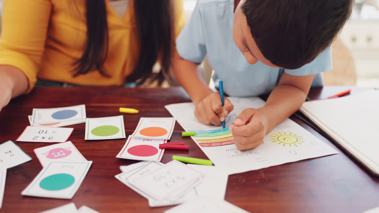 tarea, madre e hijo con educación