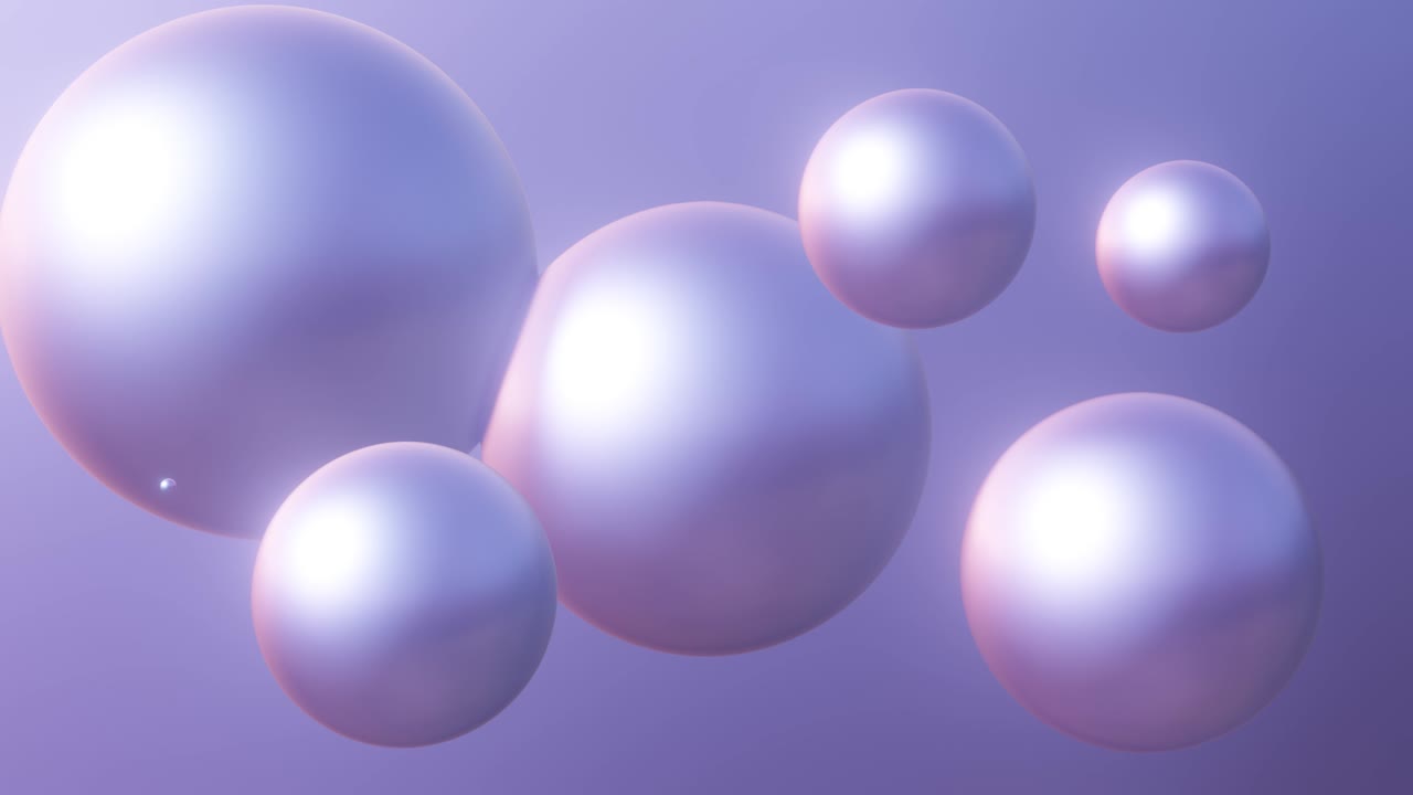 círculo de animación 3d de bolas púrpuras brillantes abstractas de fondo. 4k 3d render para el telón de fondo. hermoso globo o burbuja de arte átomo flotando en diseño gráfico de movimiento.