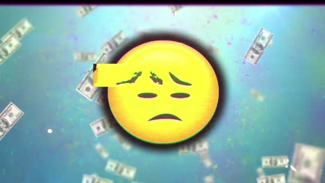 emoji de la cara cambiando la expresión contra la caída de los dólares estadounidenses