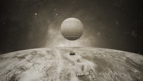 A-Vintage-Balloon-Voyage-into-the-Cosmic-Universe---Expedition:-Discovering-the-Universe's-Secrets-in-Sepia-Toned-Splendor