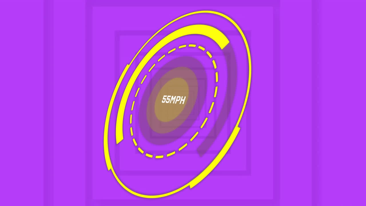 Animation of digital data processing over neon pattern