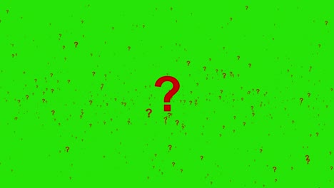Animation of questions floating around randomly, against a green screen. 4K