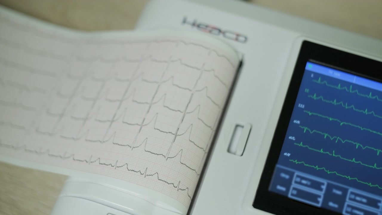 ECG Machine Printing Heart Rhythm Data in Hospital