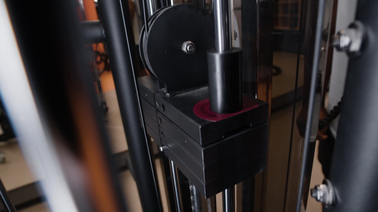 Close-up of gym cable machine