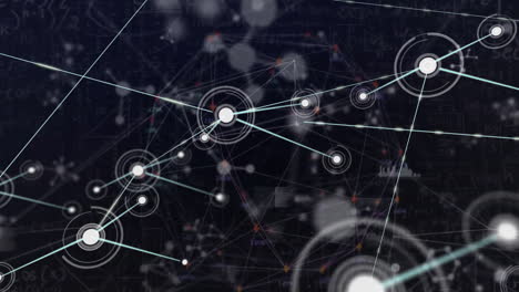 animation of network of connections and molecules on dark background