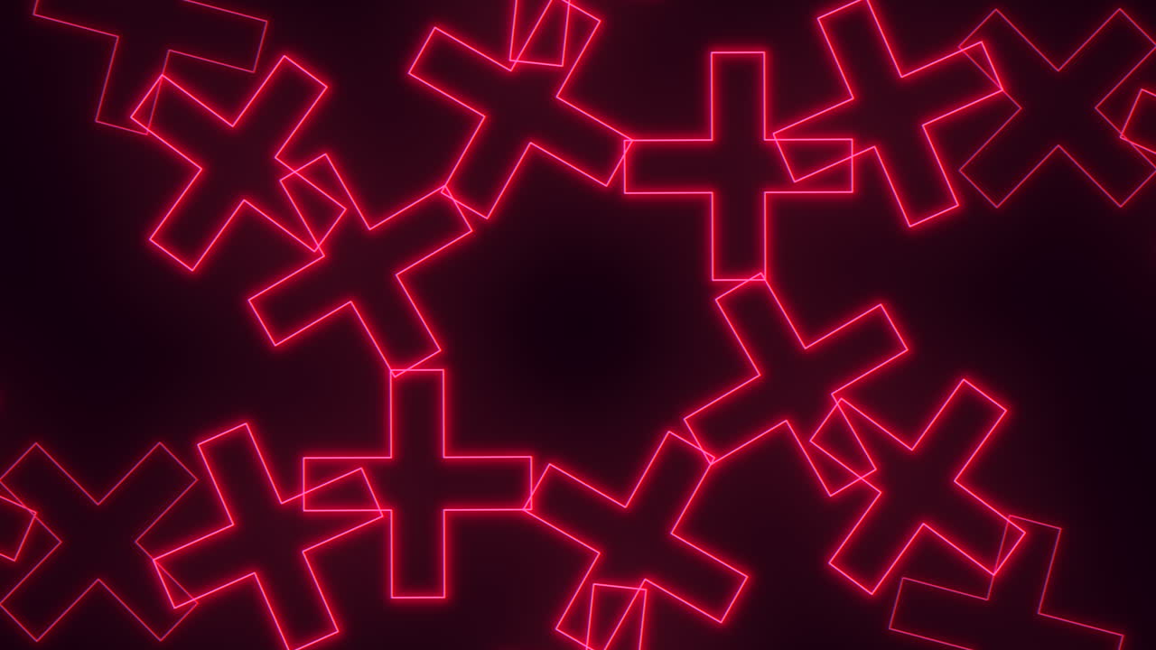 붉은 네온 십자가 패턴 행