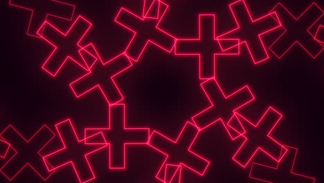 patrón de cruces de neón rojo en filas
