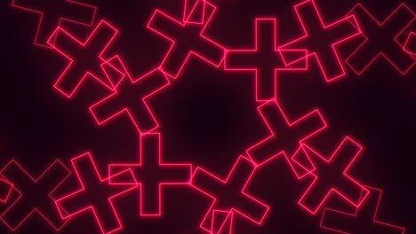 red neon crosses pattern in rows