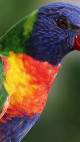 vibrant parrot moves and vocalizes on perch