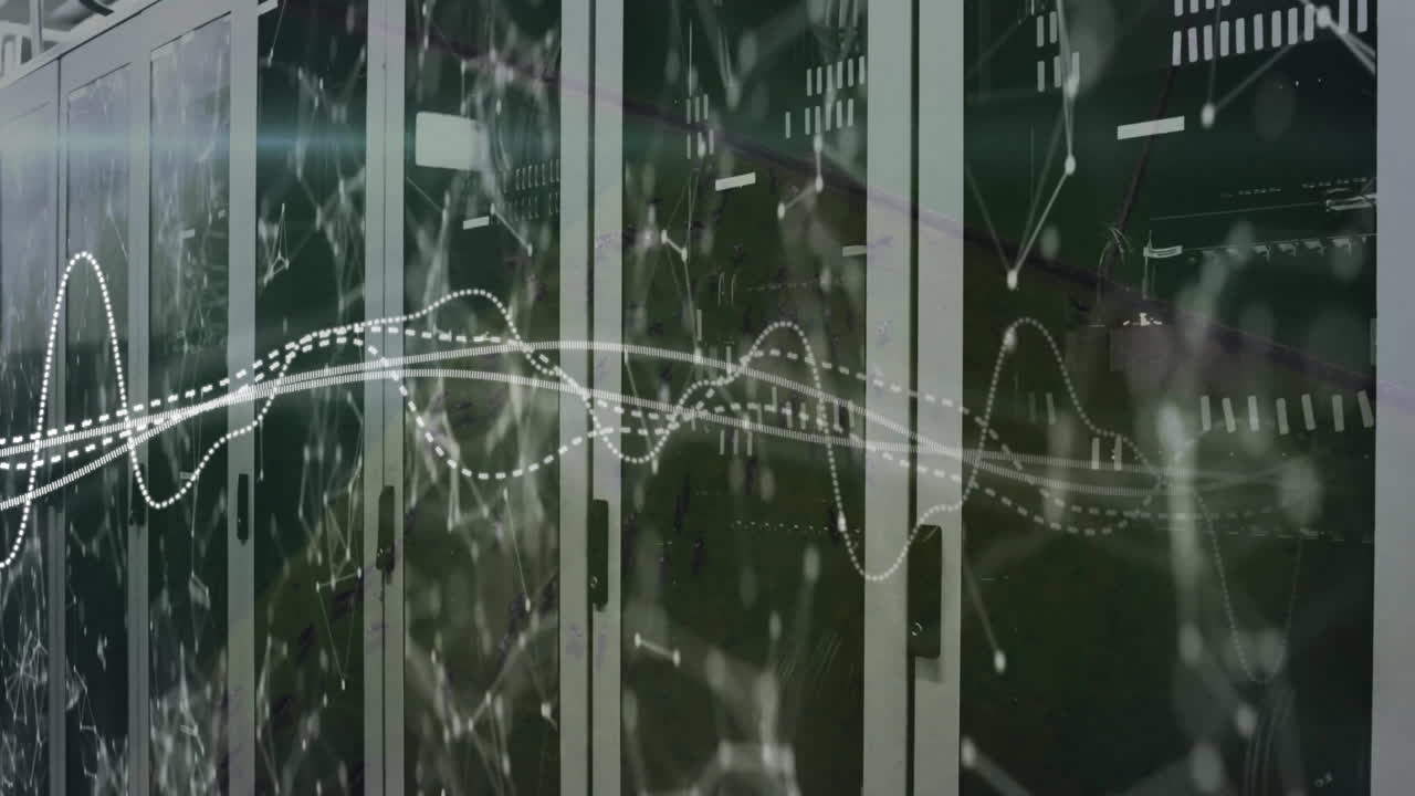컴퓨터 서버를 통해 디지털 데이터 처리의 애니메이션