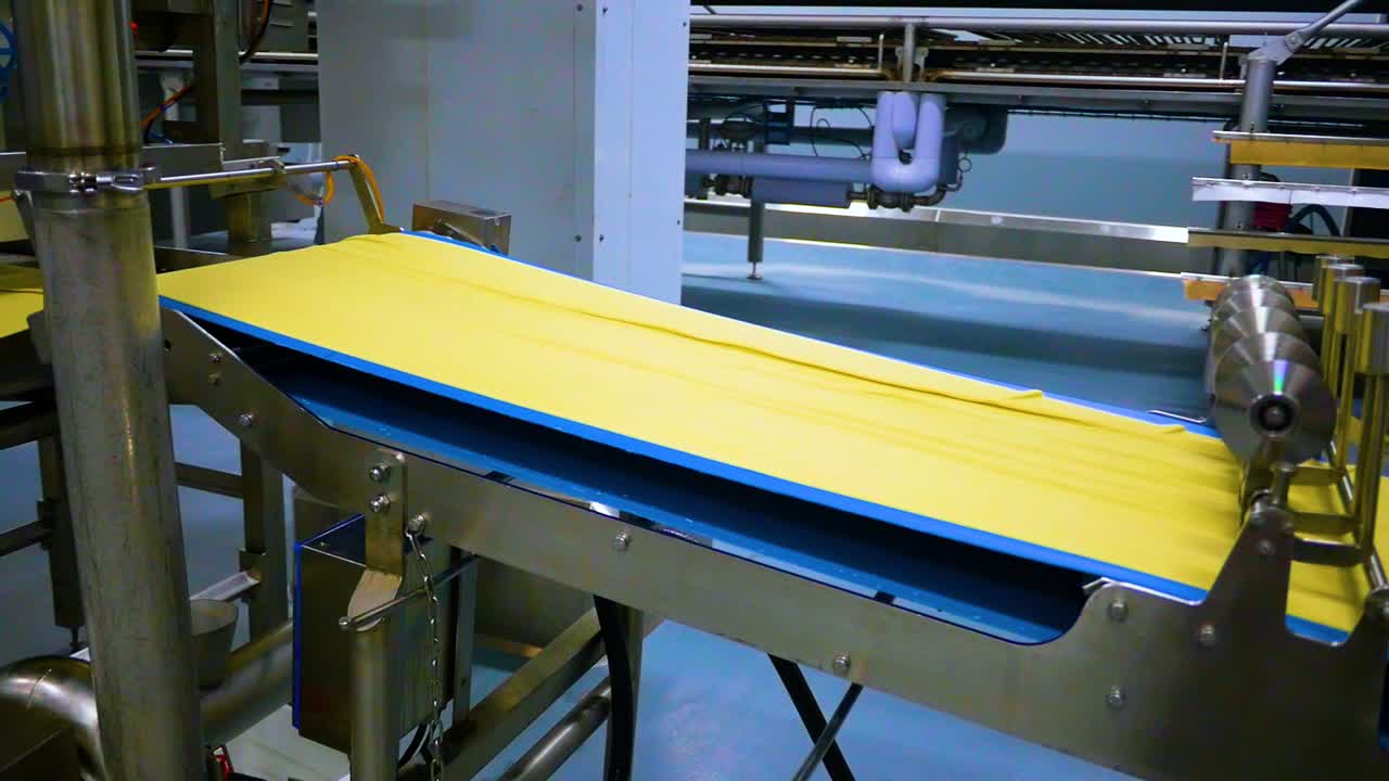 many types of high quality pasta been produced at a large modern pasta factory