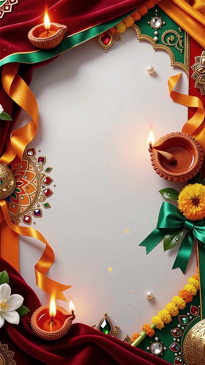 Sfondo del Festival Diwali con lanterne e decorazioni tradizionali Diyas.