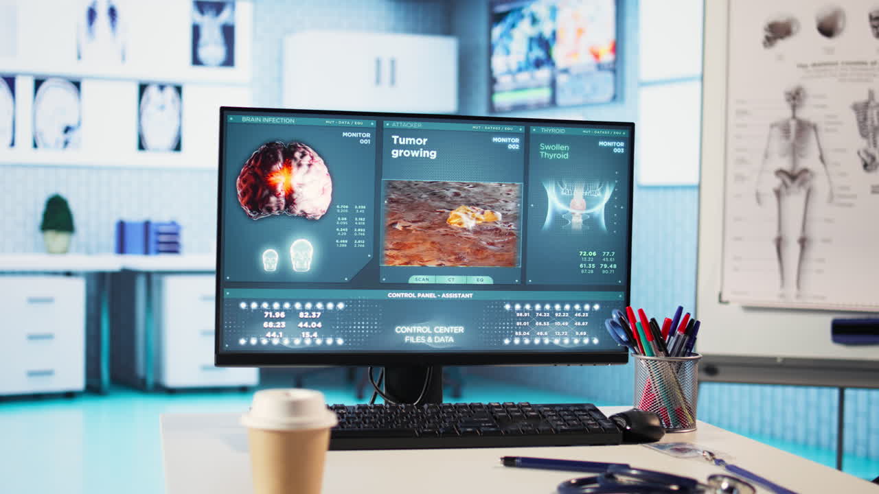 Vertical Video Professional and clean medical office awaiting a patient check up visit