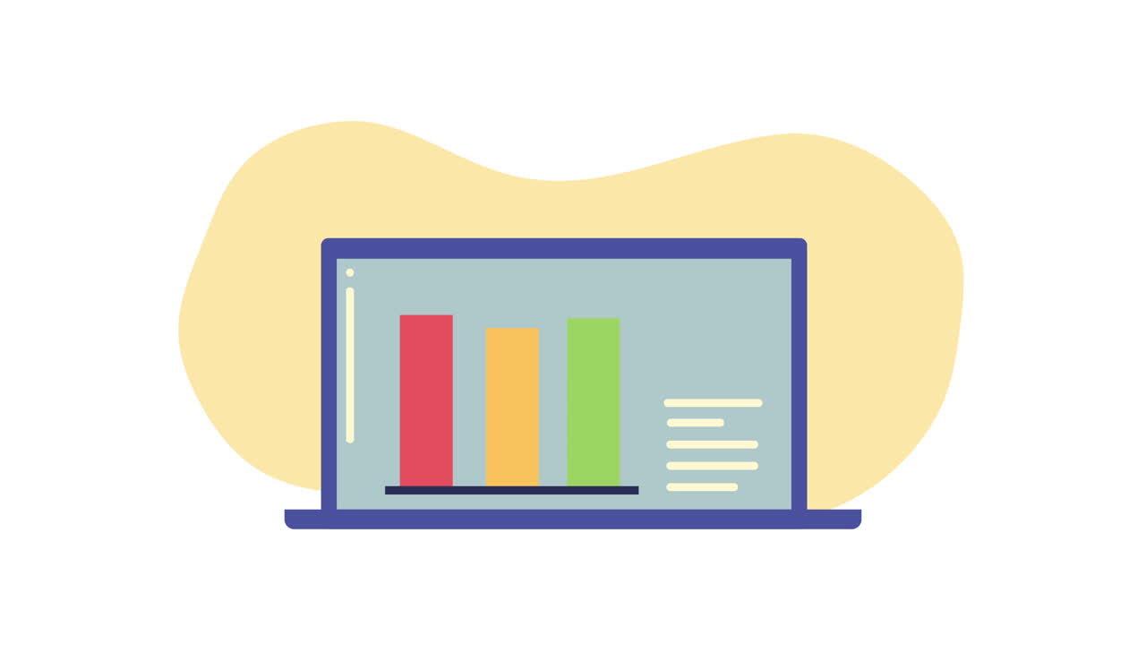 laptop with statistics bars animation