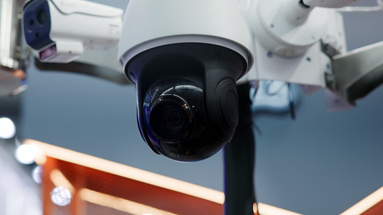 Close-up of a PTZ Security Surveillance Camera