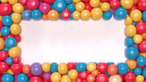 los globos brillantes que llenan la pantalla. los globos forman una forma rectangular en el centro.