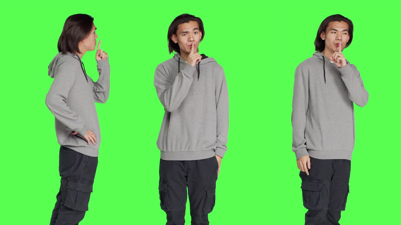 무성 침의 상징을 하는 사람