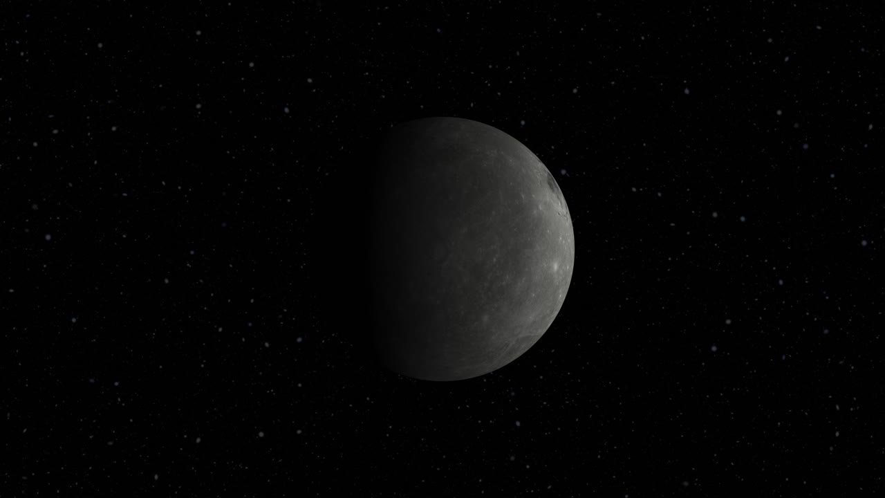 The moon in space rotating realistic 3d animation
