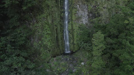 drone shot of foldhadal waterfall in madeira