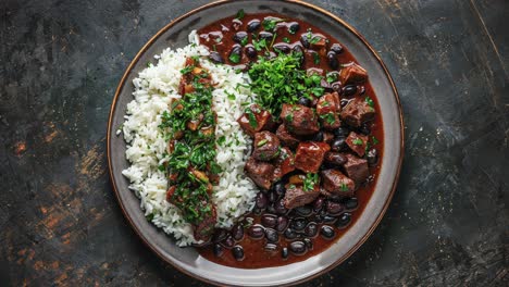 brazilian feijoada: black bean stew with beef and rice