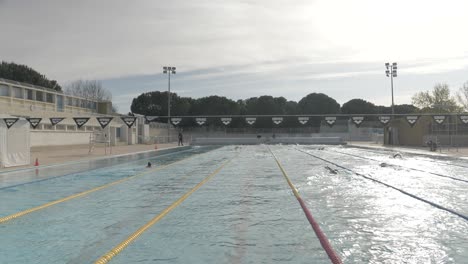 Swimmers-swimming-in-between-the-lanes-of-the-Montpellier,-swimming-pool